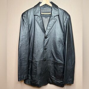 Wilson's Leather Pelle Studio Men's Vtg. Black Leather Jacket Size Large Tall